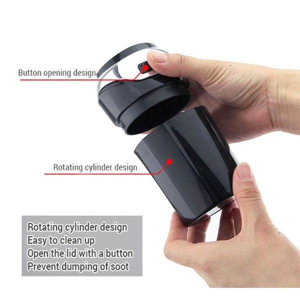 N12E Car Creative Ashtray Solar Power With Light And Cover With Cigarette Liighter (Black) - Image 5