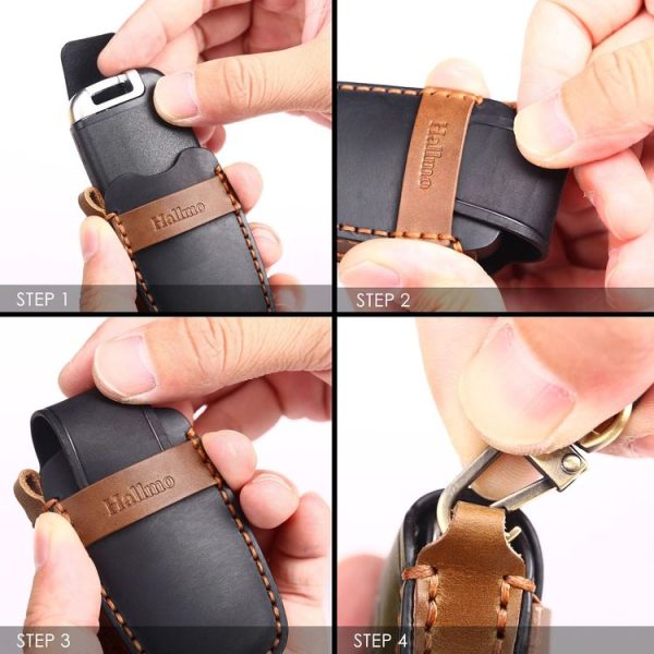Nissan Teana / Ariya 3-button Tail Box Hallmo Car Cowhide Leather Key Protective Cover Key Case (Brown) - Image 8