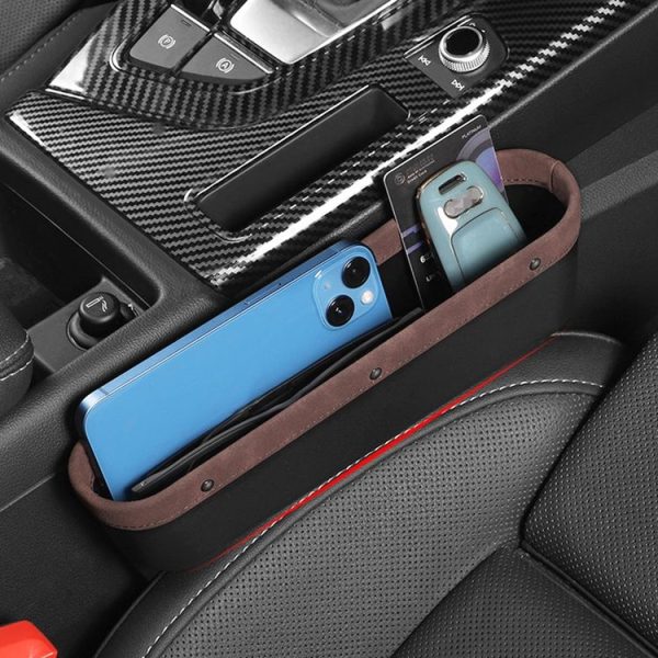 Multifunctional Car Gap Storage Box Car Seat Slit Storage Bag, Style: Co-driving (Brown) - Image 7