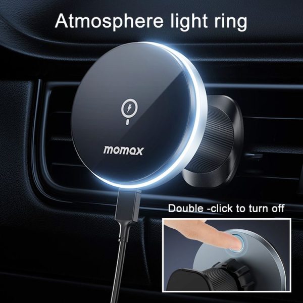 MOMAX CM25B Magnetic Wireless Charger Car Suction Cup Phone Holder - Image 6