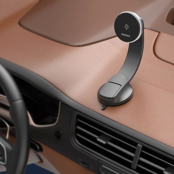 MOMAX CM25B Magnetic Wireless Charger Car Suction Cup Phone Holder - Image 9