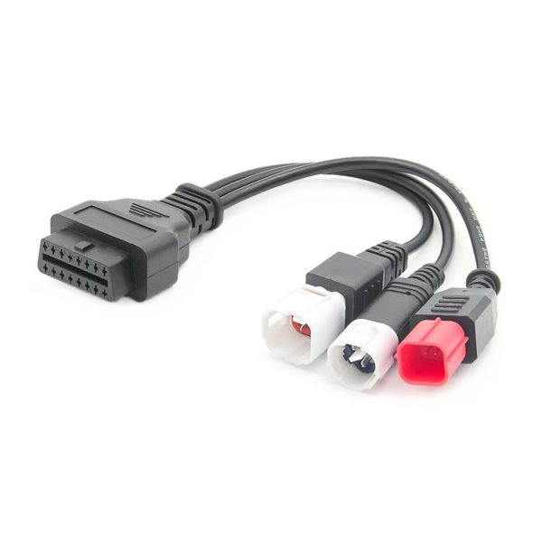 Honda / Yamaha 3 in 1 OBDII Female to 3 Pin+4 Pin+6 Pin Motorcycle Connector Cable (Red) - Image 2