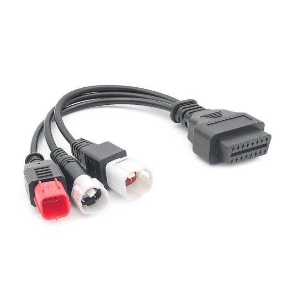 Honda / Yamaha 3 in 1 OBDII Female to 3 Pin+4 Pin+6 Pin Motorcycle Connector Cable (Red) - Image 3