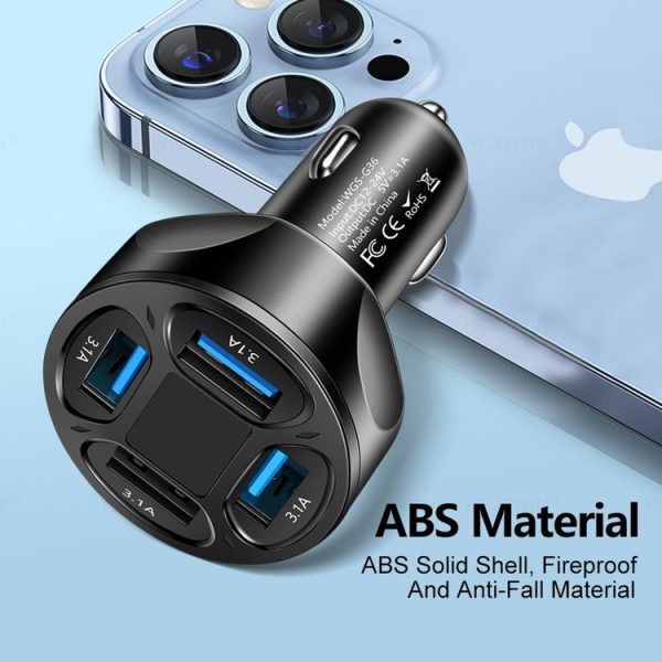 WGS-G36 3.1A 4 in 1 Digital Display Car Charger with Voltmeter (White) - Image 4