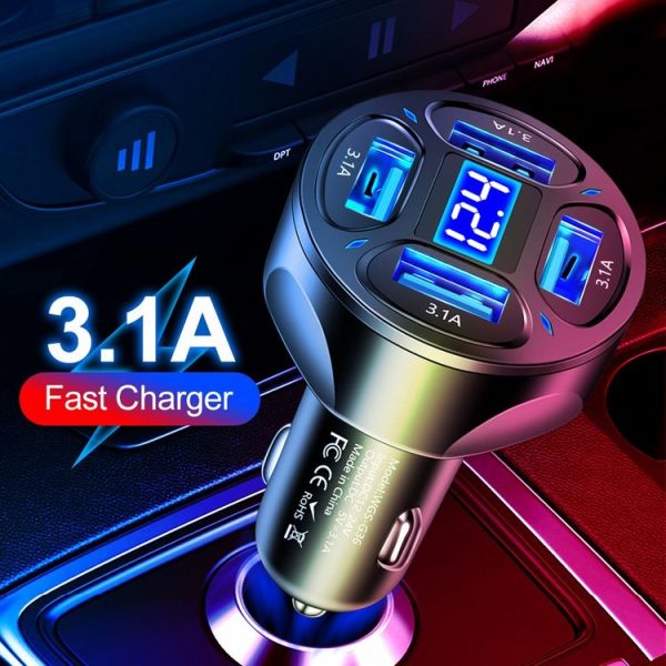 WGS-G36 3.1A 4 in 1 Digital Display Car Charger with Voltmeter (White) - Image 5