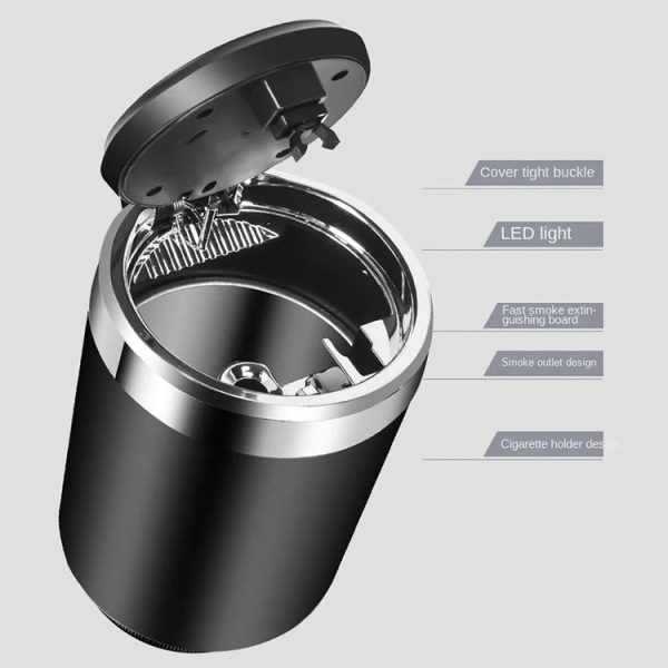 BY-1091 Car Press Style Metal Liner Ashtray with LED Light - Image 4