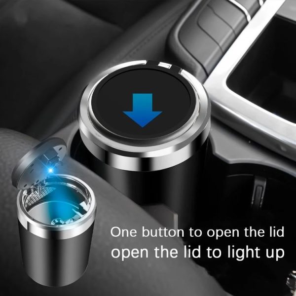 BY-1091 Car Press Style Metal Liner Ashtray with LED Light - Image 5