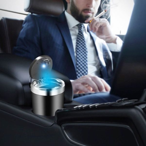 BY-1091 Car Press Style Metal Liner Ashtray with LED Light - Image 8