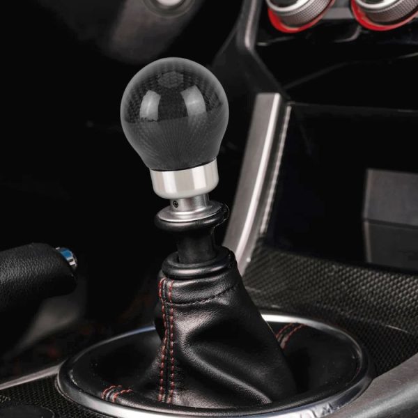 Car Carbon Fiber Pattern Gear Shift Knob Round Modified Gear Shift Head (Black)