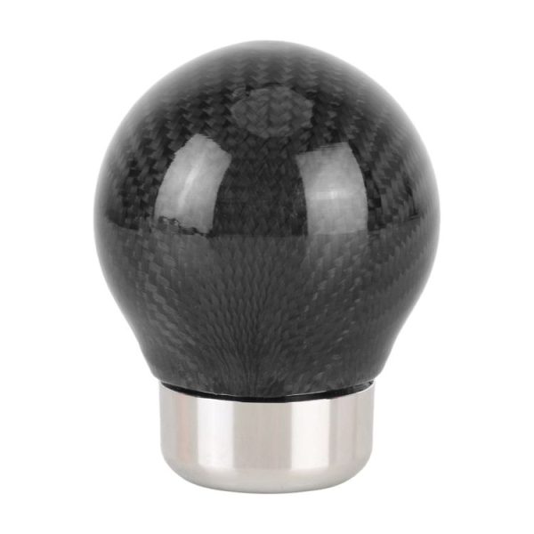 Car Carbon Fiber Pattern Gear Shift Knob Round Modified Gear Shift Head (Black) - Image 2