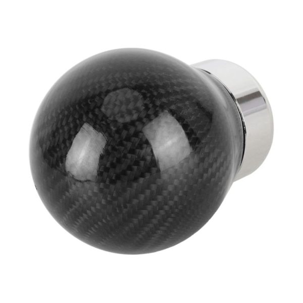 Car Carbon Fiber Pattern Gear Shift Knob Round Modified Gear Shift Head (Black) - Image 3