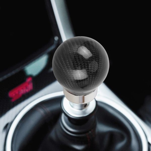 Car Carbon Fiber Pattern Gear Shift Knob Round Modified Gear Shift Head (Black) - Image 6