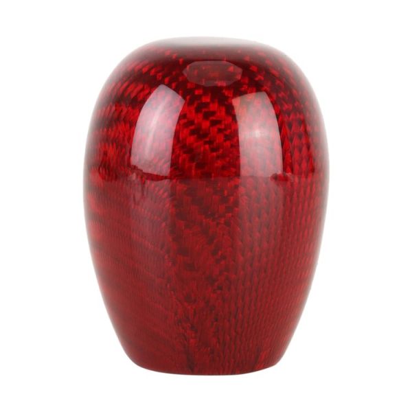 Car Carbon Fiber Pattern Gear Shift Knob Short Style Duck Egg Type Automatic Gear Head (Red) - Image 2