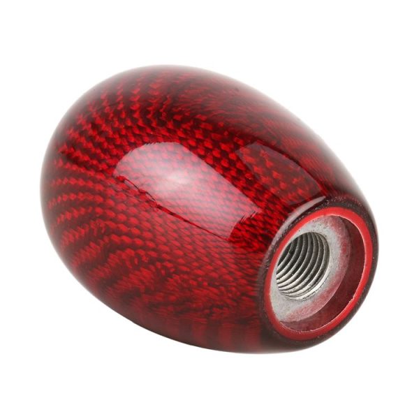 Car Carbon Fiber Pattern Gear Shift Knob Short Style Duck Egg Type Automatic Gear Head (Red) - Image 4