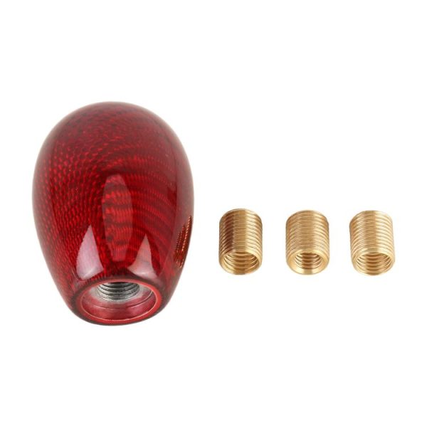 Car Carbon Fiber Pattern Gear Shift Knob Short Style Duck Egg Type Automatic Gear Head (Red) - Image 5