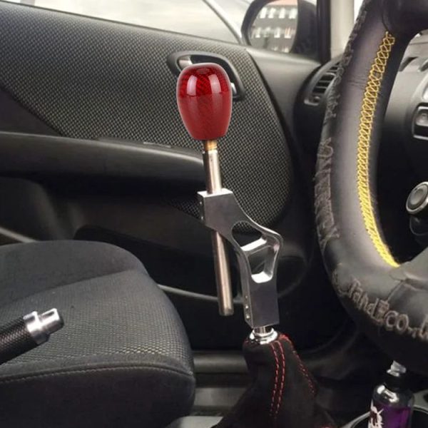 Car Carbon Fiber Pattern Gear Shift Knob Short Style Duck Egg Type Automatic Gear Head (Red) - Image 6