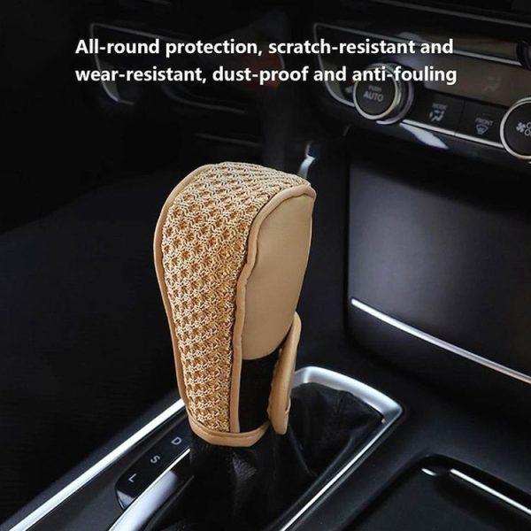 Universal Car PU + Ice Silk Gear Shift Knob Protective Cover (Brown) - Image 6