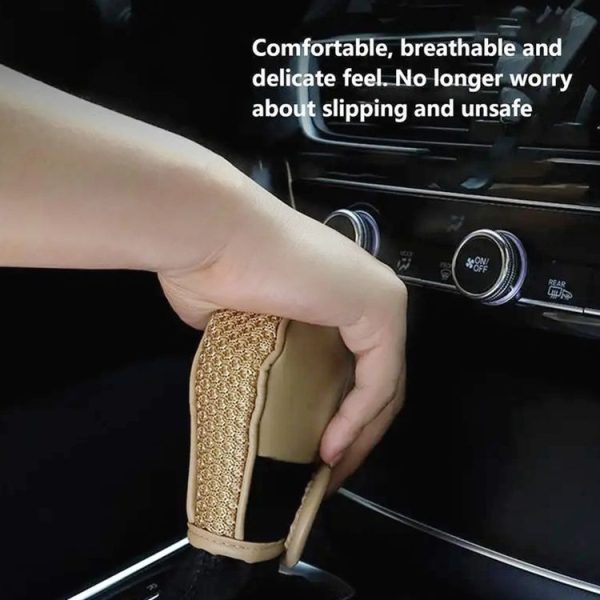 Universal Car PU + Ice Silk Gear Shift Knob Protective Cover (Brown) - Image 7