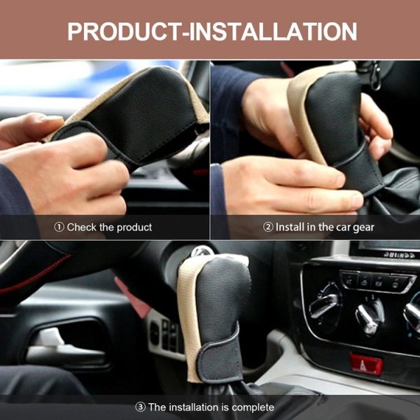Universal Car PU Leather Gear Shift Knob Protective Cover (Black) - Image 7