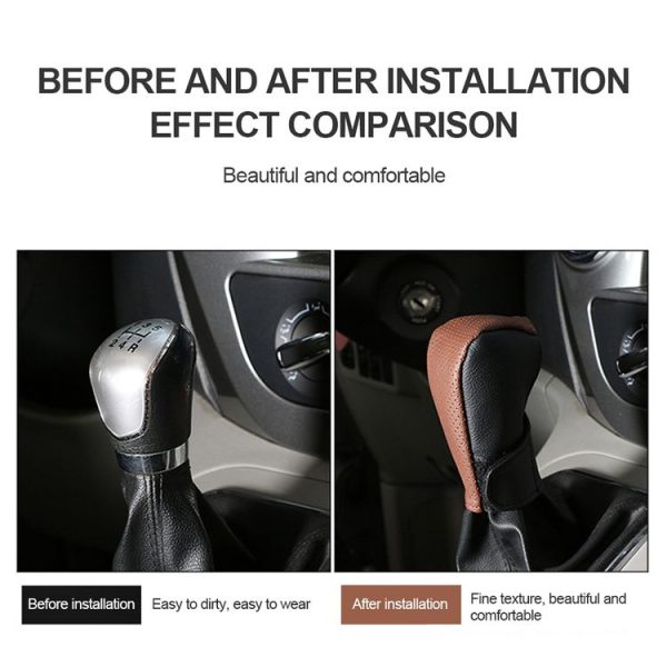 Universal Car PU Leather Gear Shift Knob Protective Cover (Black) - Image 9