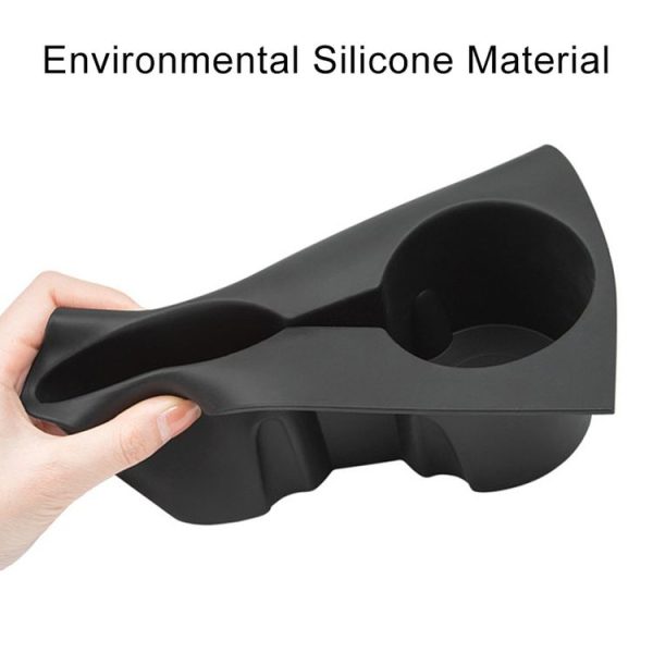 Tesla Model 3 / Y Car Center Console Water Cup Holder All-inclusive Protective Pad (Black) - Image 2
