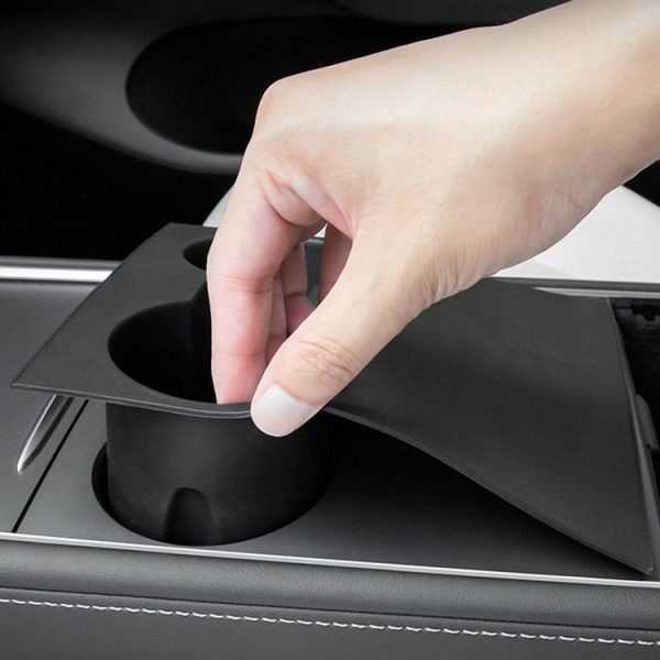 Tesla Model 3 / Y Car Center Console Water Cup Holder All-inclusive Protective Pad (Black) - Image 3