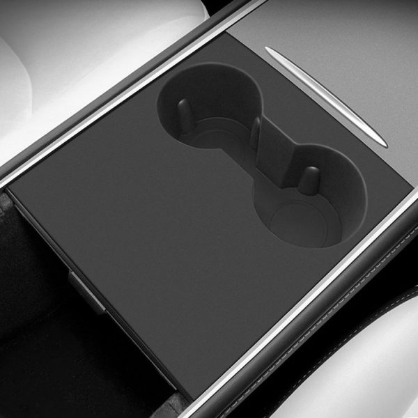 Tesla Model 3 / Y Car Center Console Water Cup Holder All-inclusive Protective Pad (Black) - Image 5