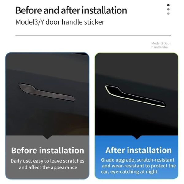 Tesla Model 3 / Y 4pcs / Set Car Door Handle Luminous Decorative Sticker - Image 4