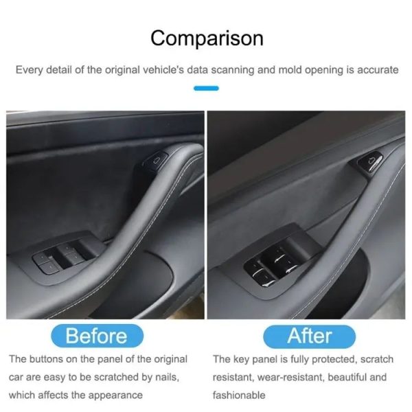 Tesla Model 3 / Y 11pcs / Set Car Window Lift Button PU Adhesive Decorative Sticker - Image 4