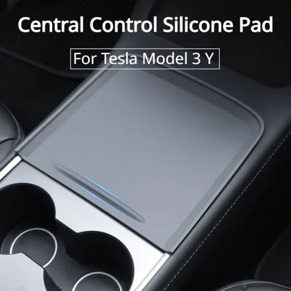 Tesla Model 3 / Y Car Center Console Silicone Anti-slip Protective Mat (Black) - Image 3
