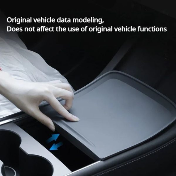Tesla Model 3 / Y Car Center Console Silicone Anti-slip Protective Mat (Black) - Image 4