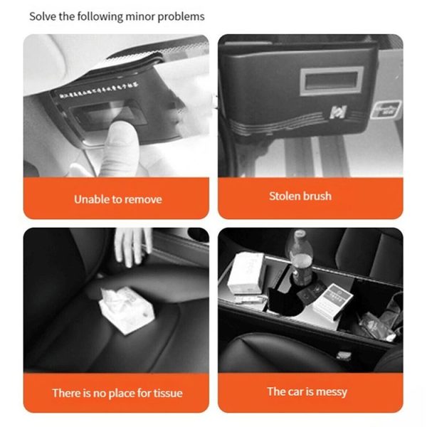 Tesla Model Y / 3 Car Tissue Box Central Control Screen Hidden ETC Storage Box (Black) - Image 4