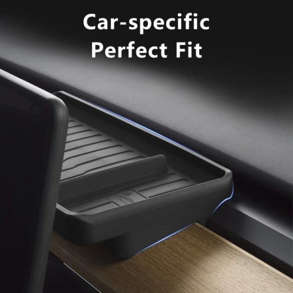 Tesla Model Y / 3 Car Central Control Screen Hidden ETC Silicone Storage Box (Black) - Image 3
