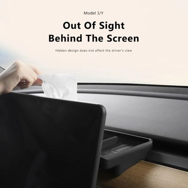 Tesla Model Y / 3 Car Central Control Screen Hidden ETC Silicone Storage Box (Black) - Image 5