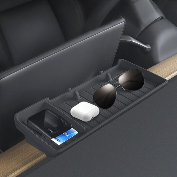 Tesla Model Y / 3 Car Central Control Screen Hidden ETC Silicone Storage Box (Black) - Image 7