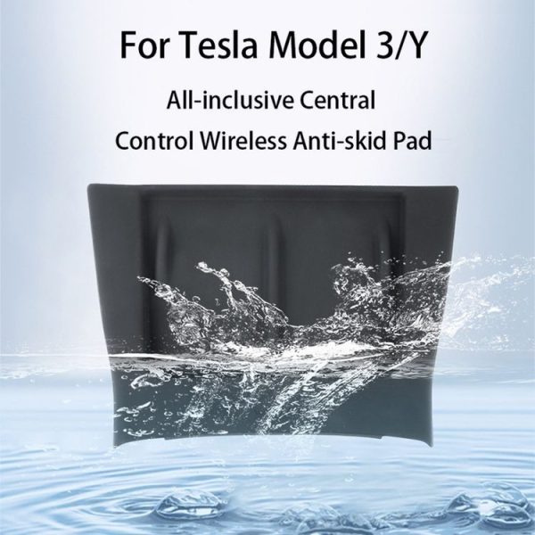 Tesla Model 3 / Y Car Center Console Phone Wireless Charging Silicone Anti-slip Mat (White) - Image 2