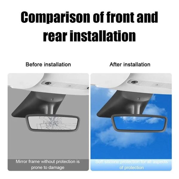 Tesla Model 3 / Y Car Interior Rearview Mirror Silicone Protective Cover (White) - Image 6