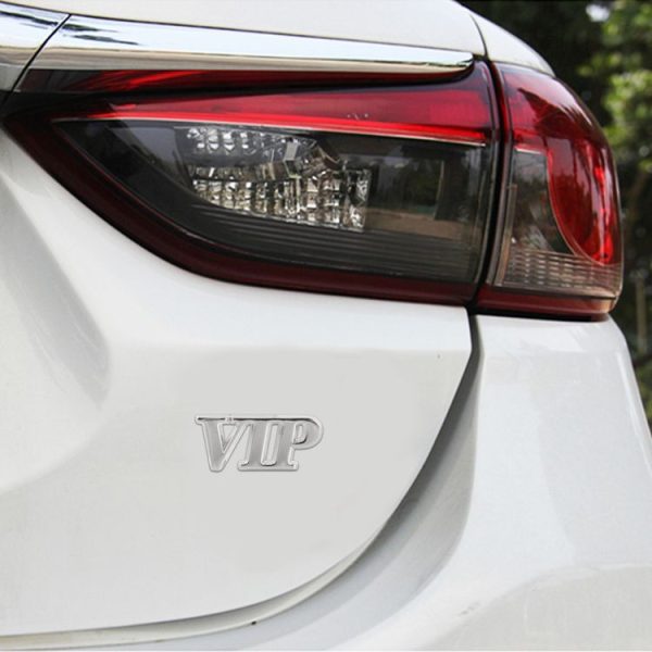 Car One-Piece VIP Metal Personalized Decorative Stickers, Size: 5.5x2.5x0.5cm (Silver)