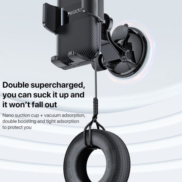 Yesido C175 Mini Suction Cup Type Mechanical Phone Clip Car Holder - Image 6
