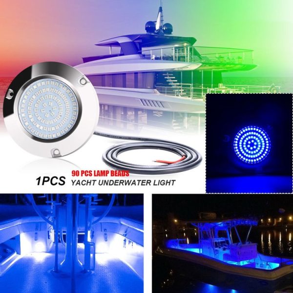 Ship / Yacht 10-30V 90LEDs Waterproof Stainless Steel Underwater Light (Blue Light) - Image 4