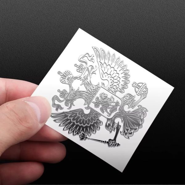 10pcs PITREW Coat of Arms of Russia Emblem Nickel Metal Car Stickers Decals (Silver) - Image 2