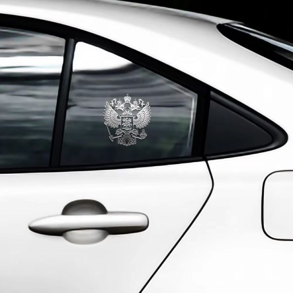10pcs PITREW Coat of Arms of Russia Emblem Nickel Metal Car Stickers Decals (Silver) - Image 4