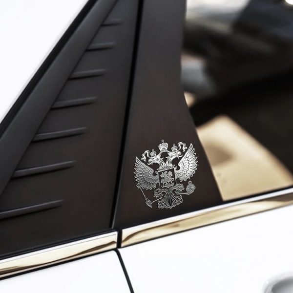 10pcs PITREW Coat of Arms of Russia Emblem Nickel Metal Car Stickers Decals (Silver) - Image 5