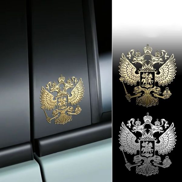 10pcs PITREW Coat of Arms of Russia Emblem Nickel Metal Car Stickers Decals (Silver) - Image 6
