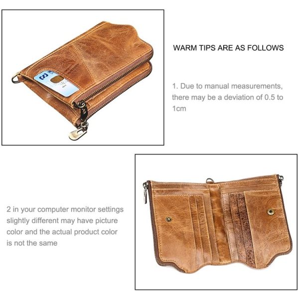 LT3533 Long Crazy Horse Texture Cowhide Leather Folding Anti-magnetic RFID Wallet Clutch Bag for Men, with Card Slots & Shoulder Strap (Yellowish-brown) - Image 6