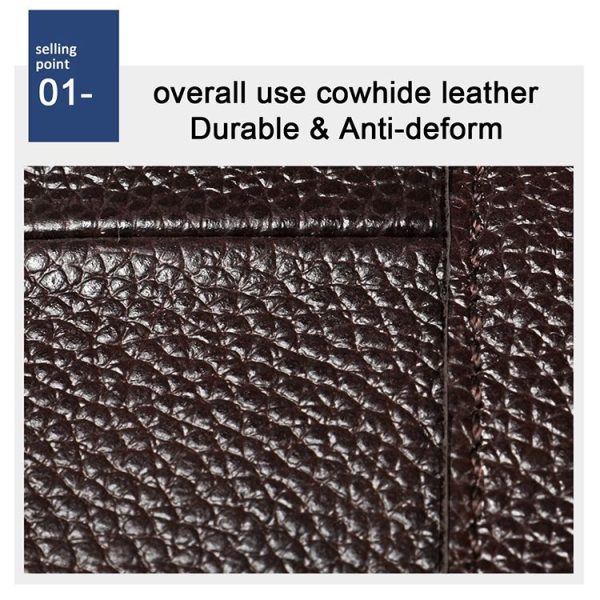 6023 Casual Litchi Texture Soft Face Full-grain Cowhide One Shoulder Crossbody Bag for Men (Brown) - Image 8