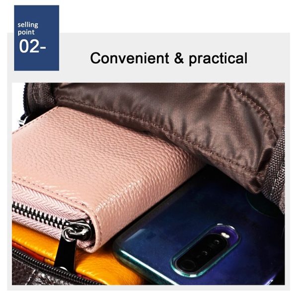 6023 Casual Litchi Texture Soft Face Full-grain Cowhide One Shoulder Crossbody Bag for Men (Brown) - Image 9