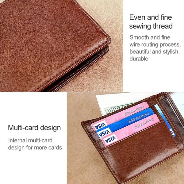 8016 Retro Cowhide Leather Multiple Card Slots Wallet for Men, with Removable Card Holder - Image 7