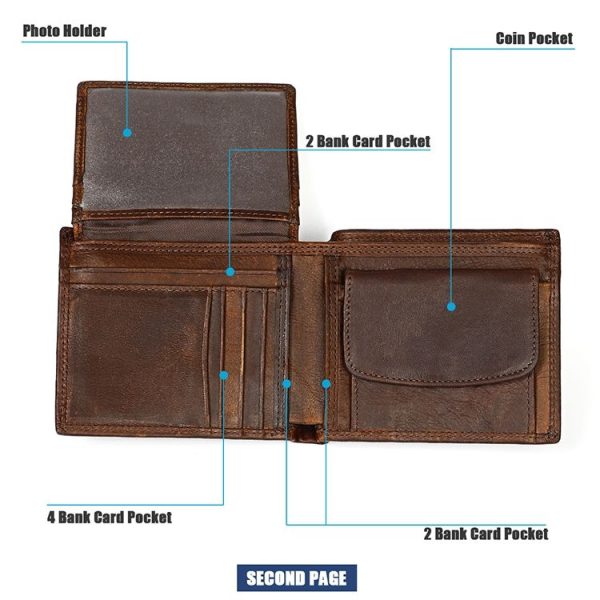 8020 Horizontal Retro Crazy Horse Texture Leather Anti-magnetic RFID Wallet Clutch Bag for Men, with Card Slots (Brown) - Image 6