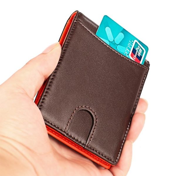 9606 Cowhide Leather Anti-magnetic RFID Multiple Card Slots Wallet for Men, with Zipper Bag (Black) - Image 10